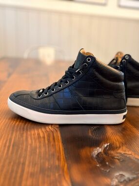 Men's Jimmy Choo Belgravia Black Crocodile High Top Leather Sneakers - Size 42.5